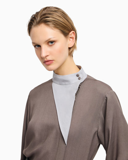 Emporio Armani Fluid muslin shirt with off-centre closure