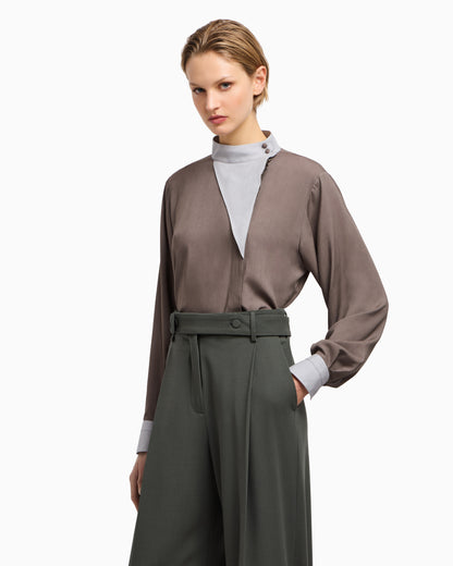 Emporio Armani Fluid muslin shirt with off-centre closure