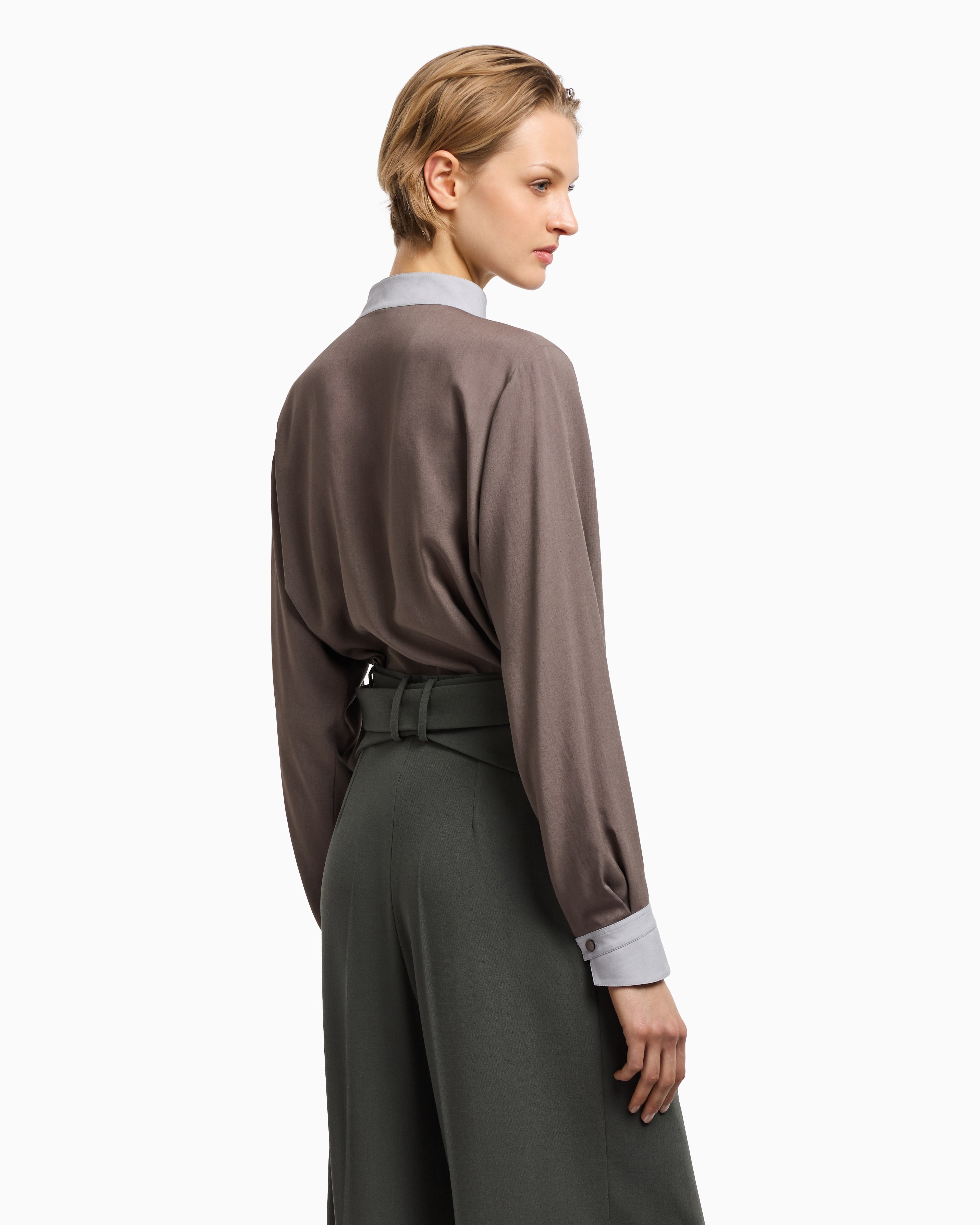Emporio Armani Fluid muslin shirt with off-centre closure