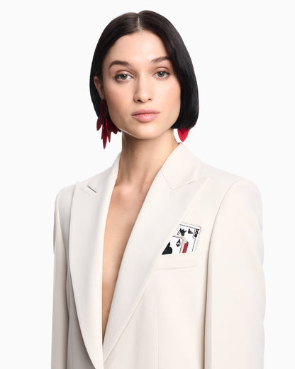 Emporio Armani Single-breasted blazer in envers satin with Jeu de Cartes detail