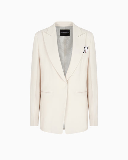 Emporio Armani Single-breasted blazer in envers satin with Jeu de Cartes detail