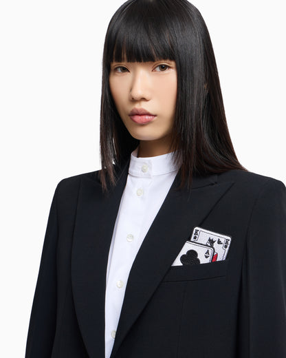 Emporio Armani Single-breasted blazer in envers satin with Jeu de Cartes detail