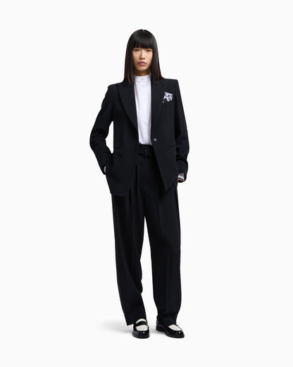 Emporio Armani Single-breasted blazer in envers satin with Jeu de Cartes detail