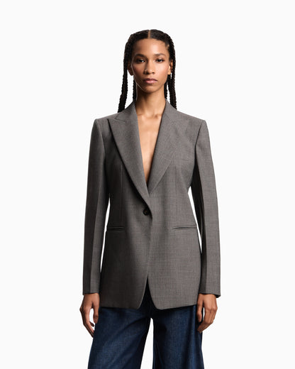 Emporio Armani Single-breasted blazer in mouliné wool crêpe