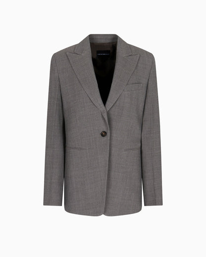 Emporio Armani Single-breasted blazer in mouliné wool crêpe