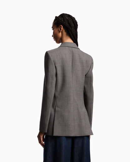 Emporio Armani Single-breasted blazer in mouliné wool crêpe