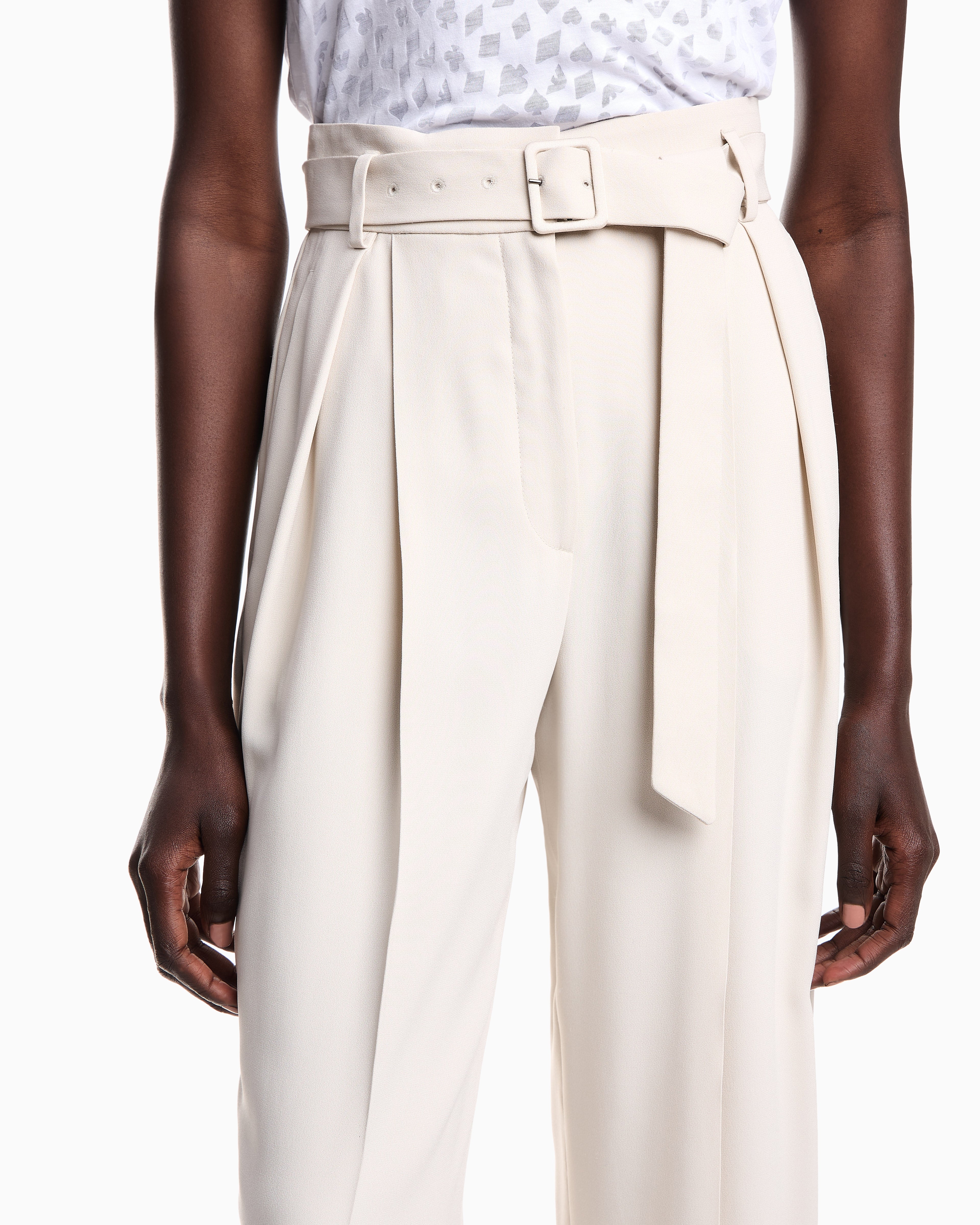 Emporio Armani Envers satin trousers with pleats and belt