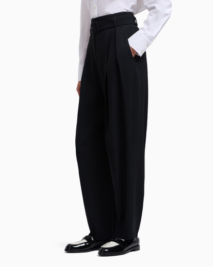 Emporio Armani Envers satin trousers with pleats and belt