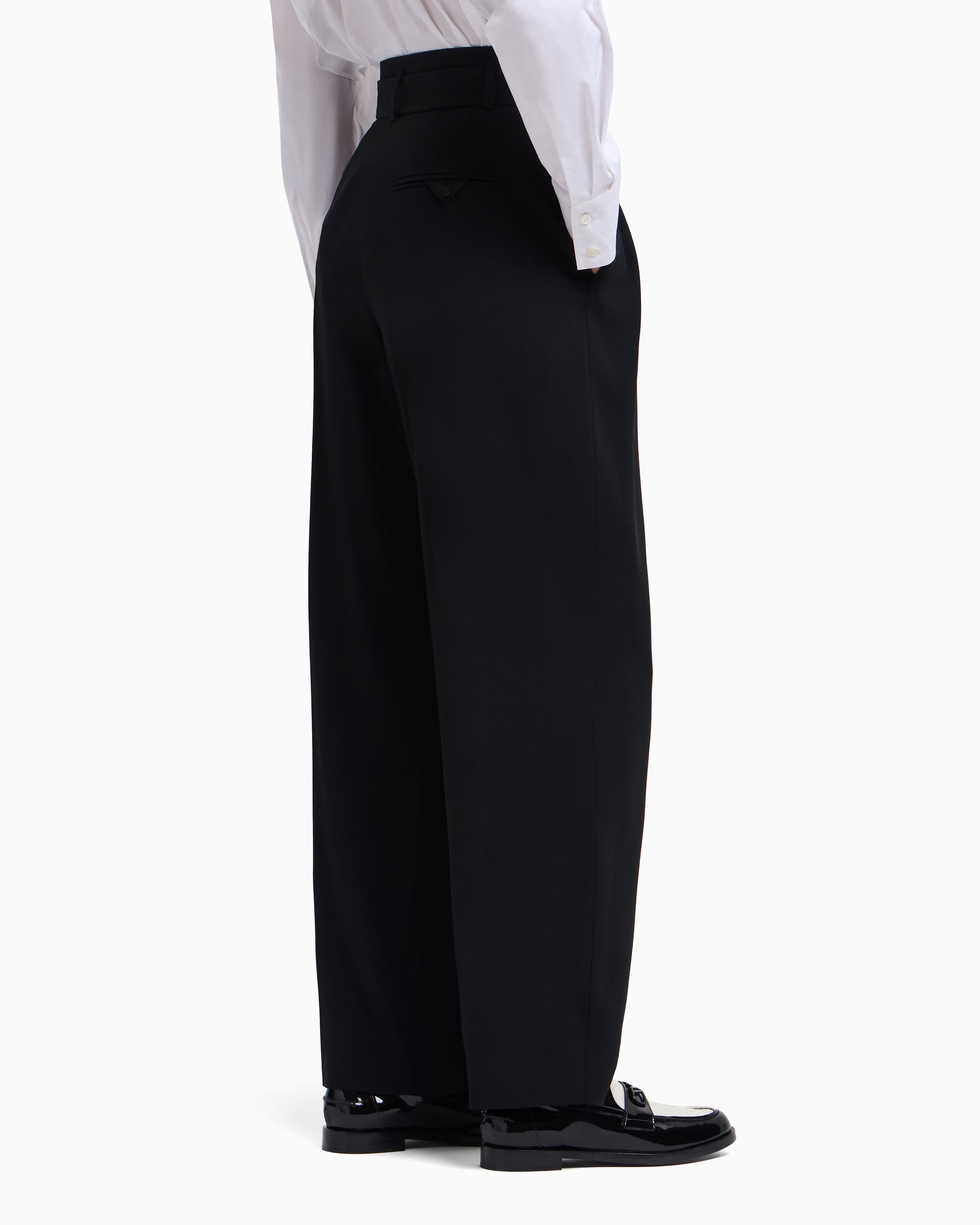 Emporio Armani Envers satin trousers with pleats and belt