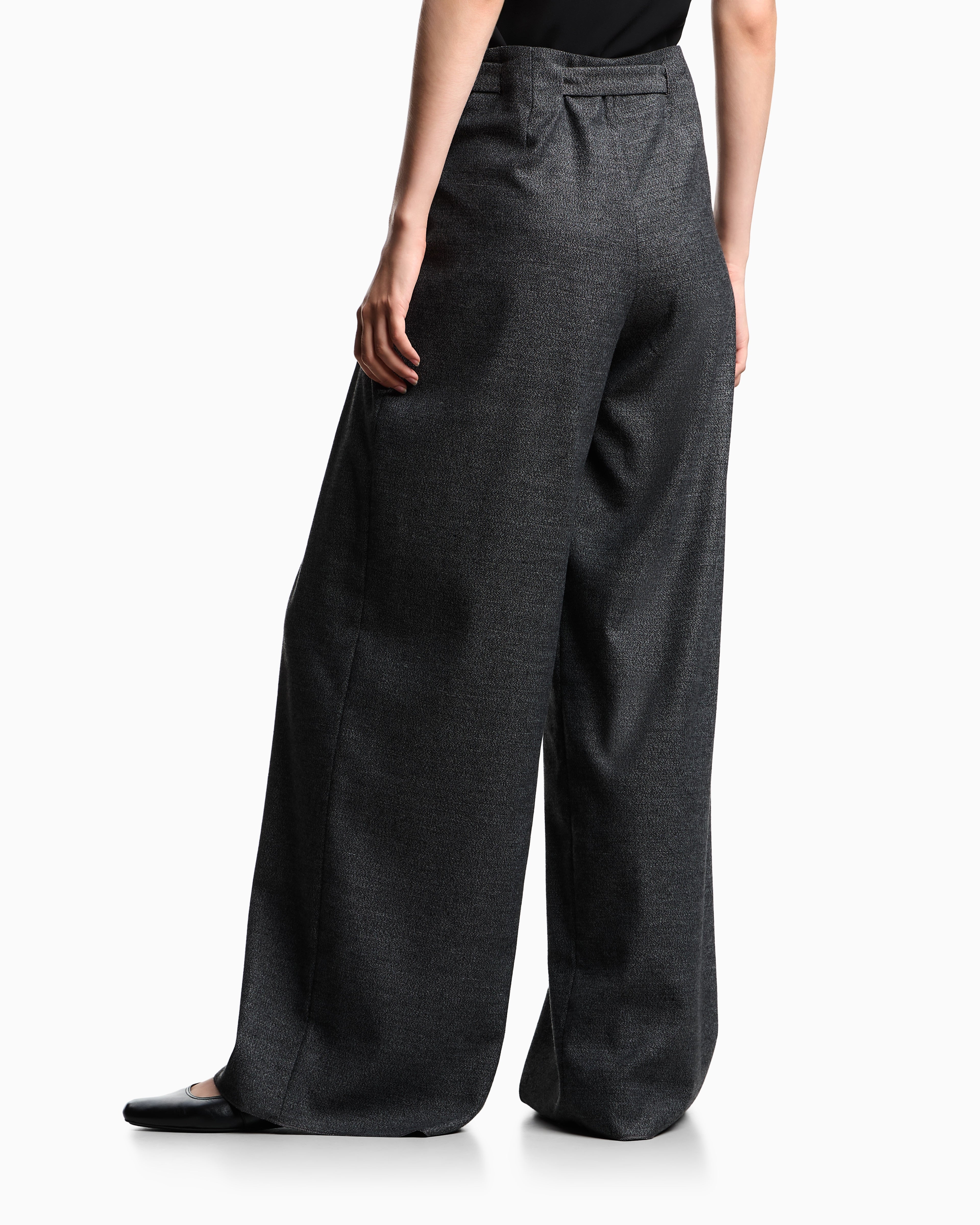 Emporio Armani Trousers with darts and a belt in a mouliné flannel