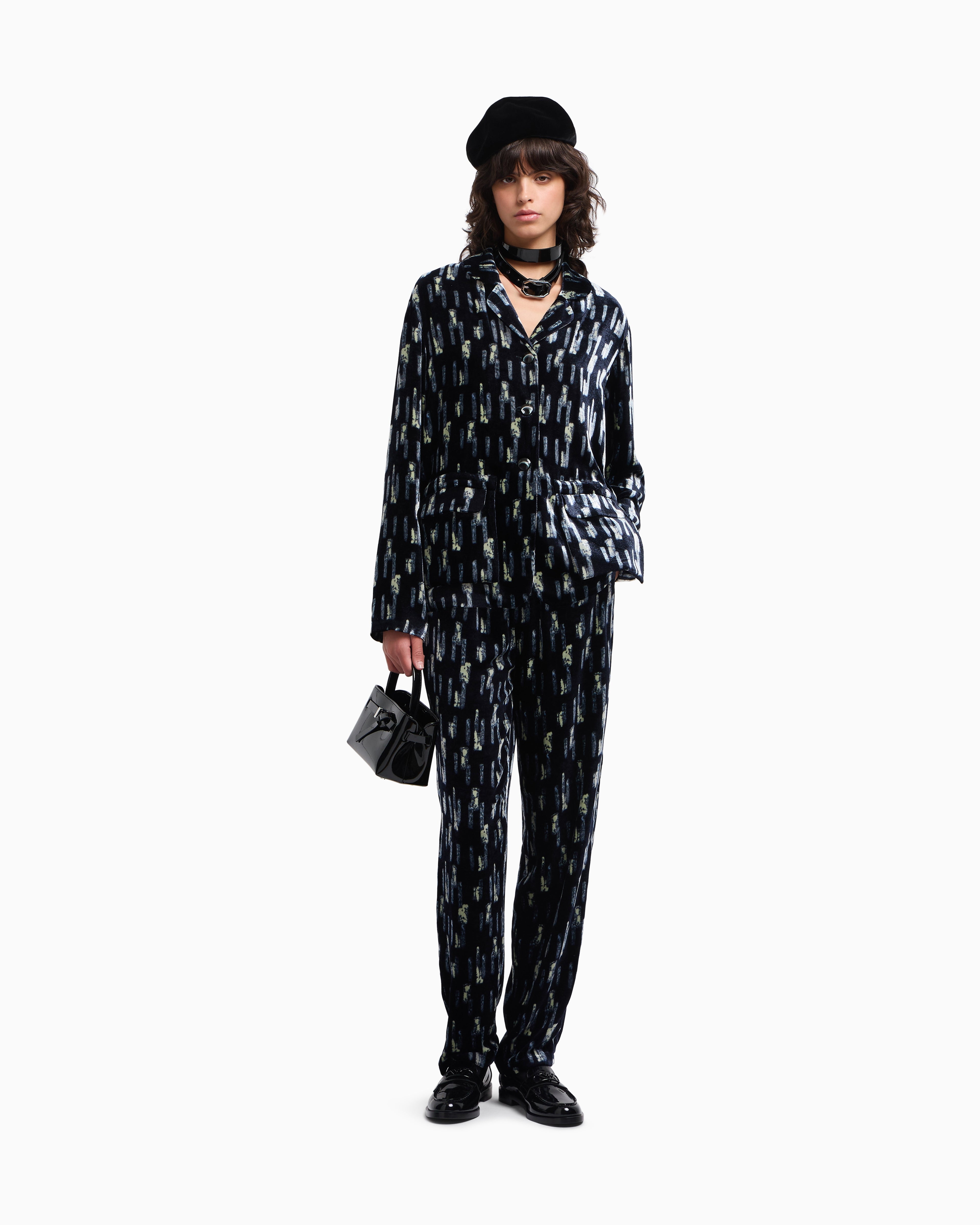 Emporio Armani Printed velvet single-breasted blazer