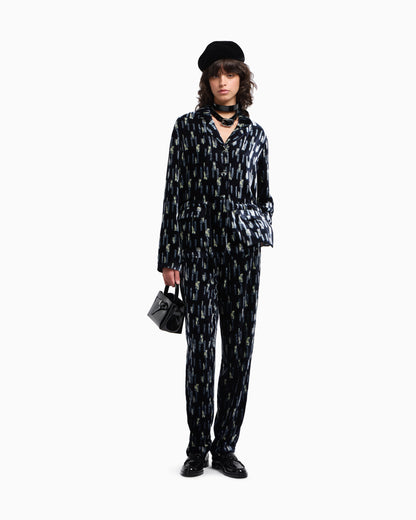 Emporio Armani Printed velvet single-breasted blazer