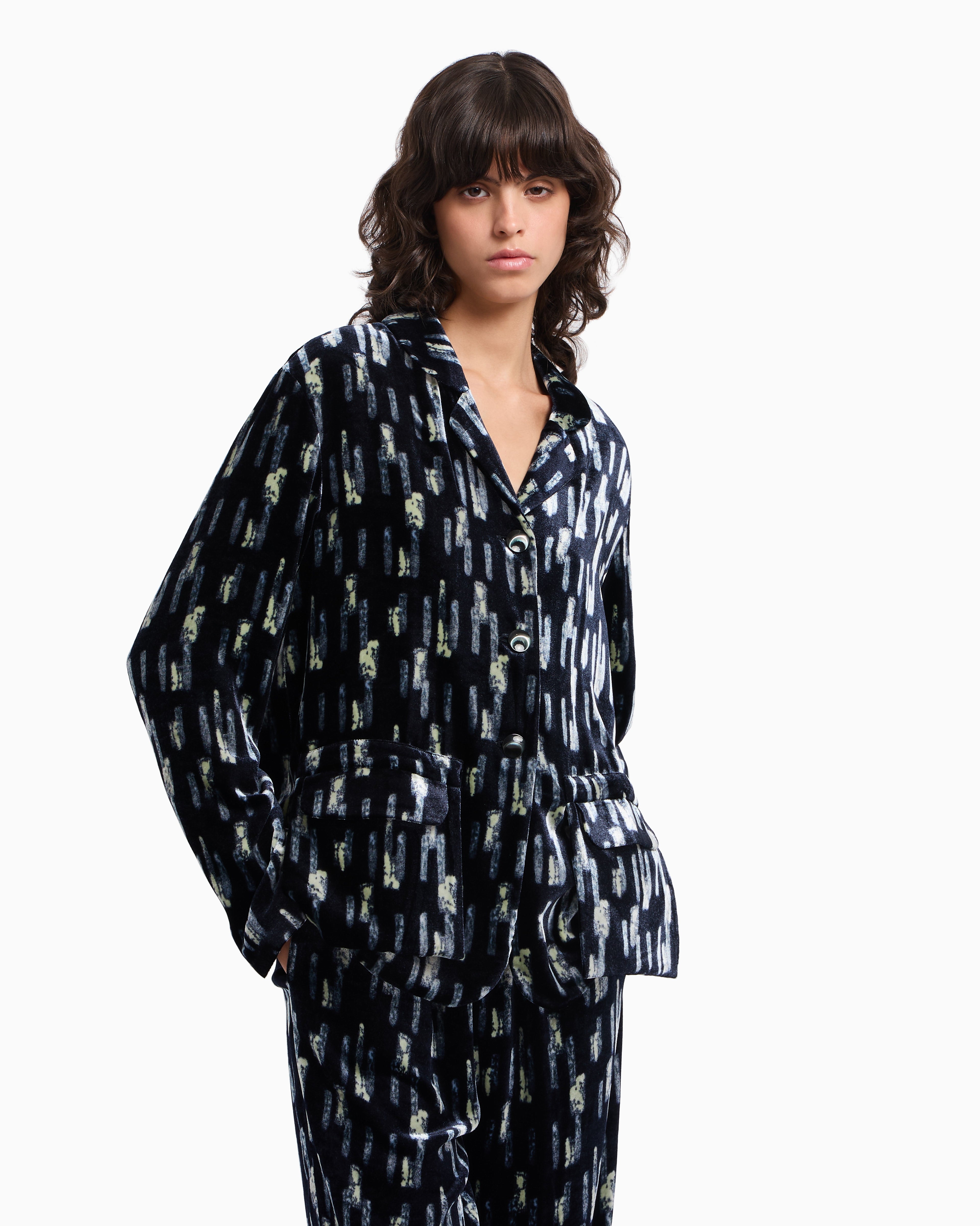 Emporio Armani Printed velvet single-breasted blazer