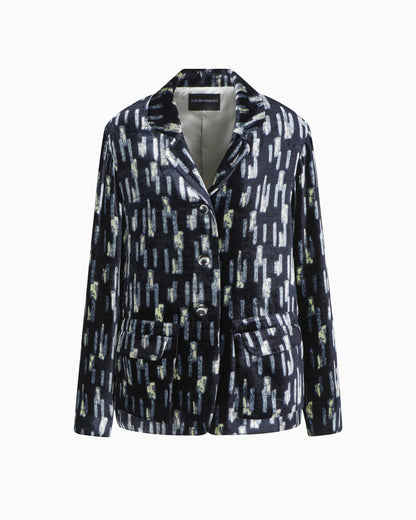 Emporio Armani Printed velvet single-breasted blazer