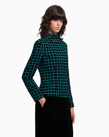 Emporio Armani Velvet jacket with embroidered check motif
