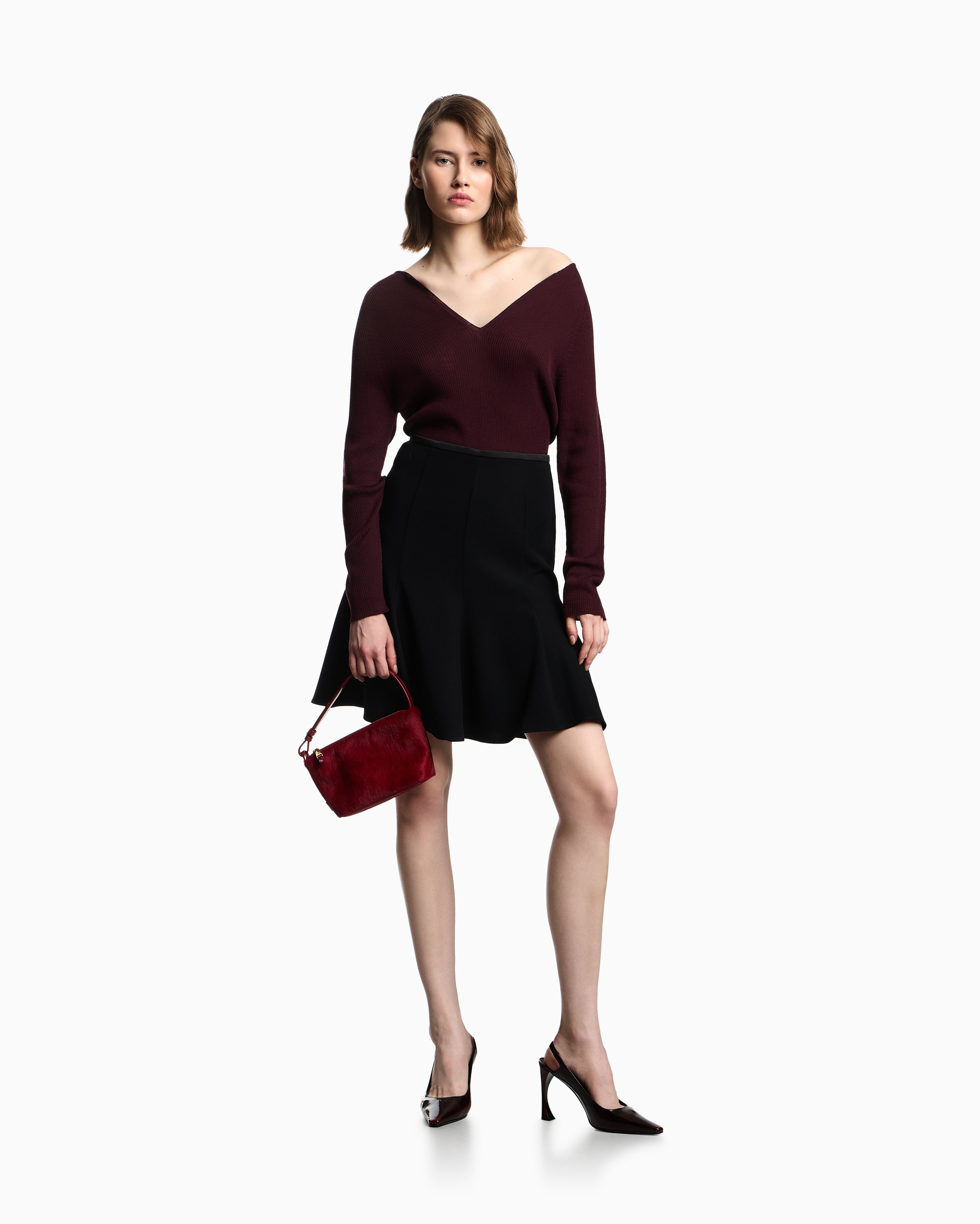 Emporio Armani Polygon capsule collection virgin wool blend V-neck jumper