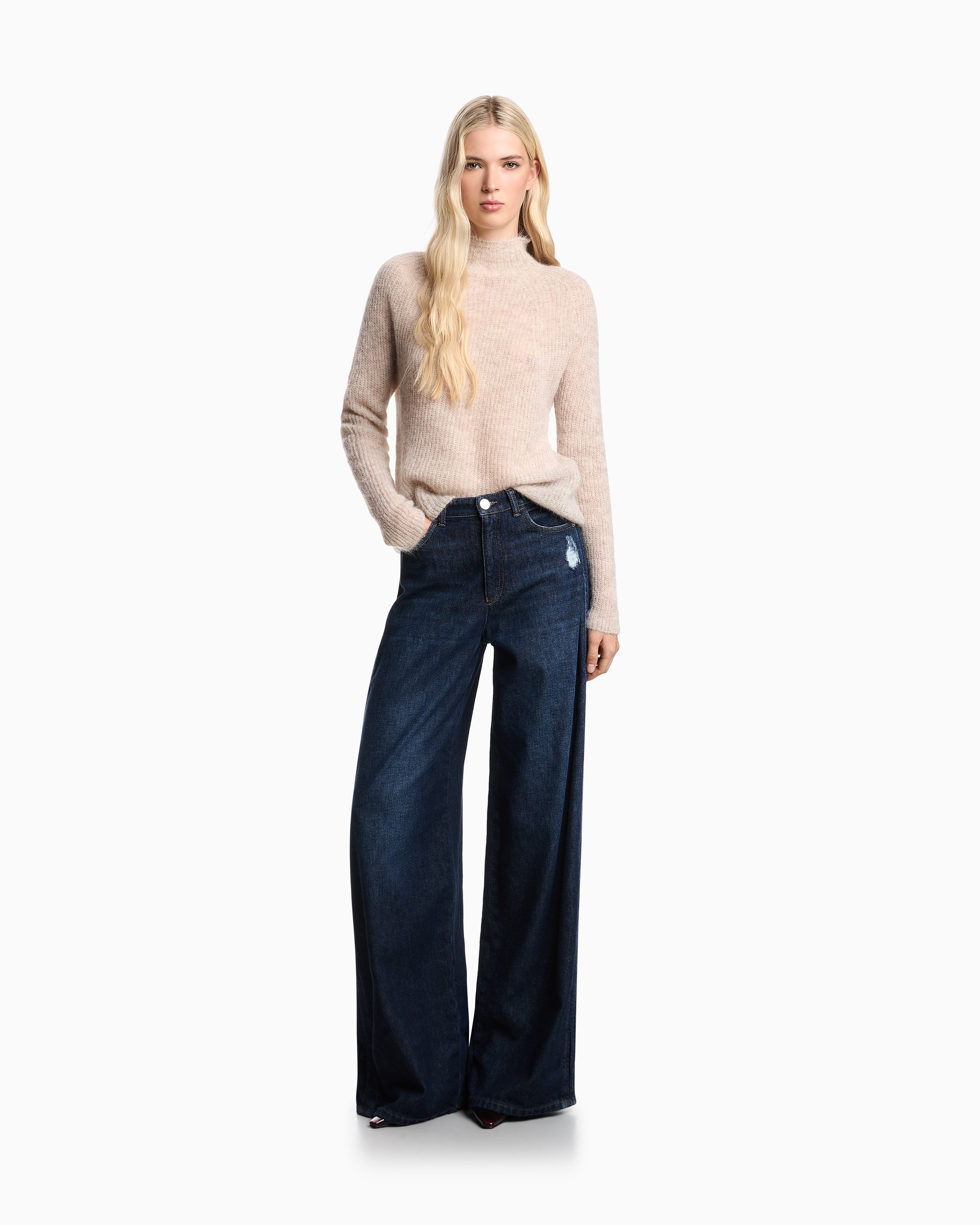 Emporio Armani Mock-neck jumper in an alpaca wool blend