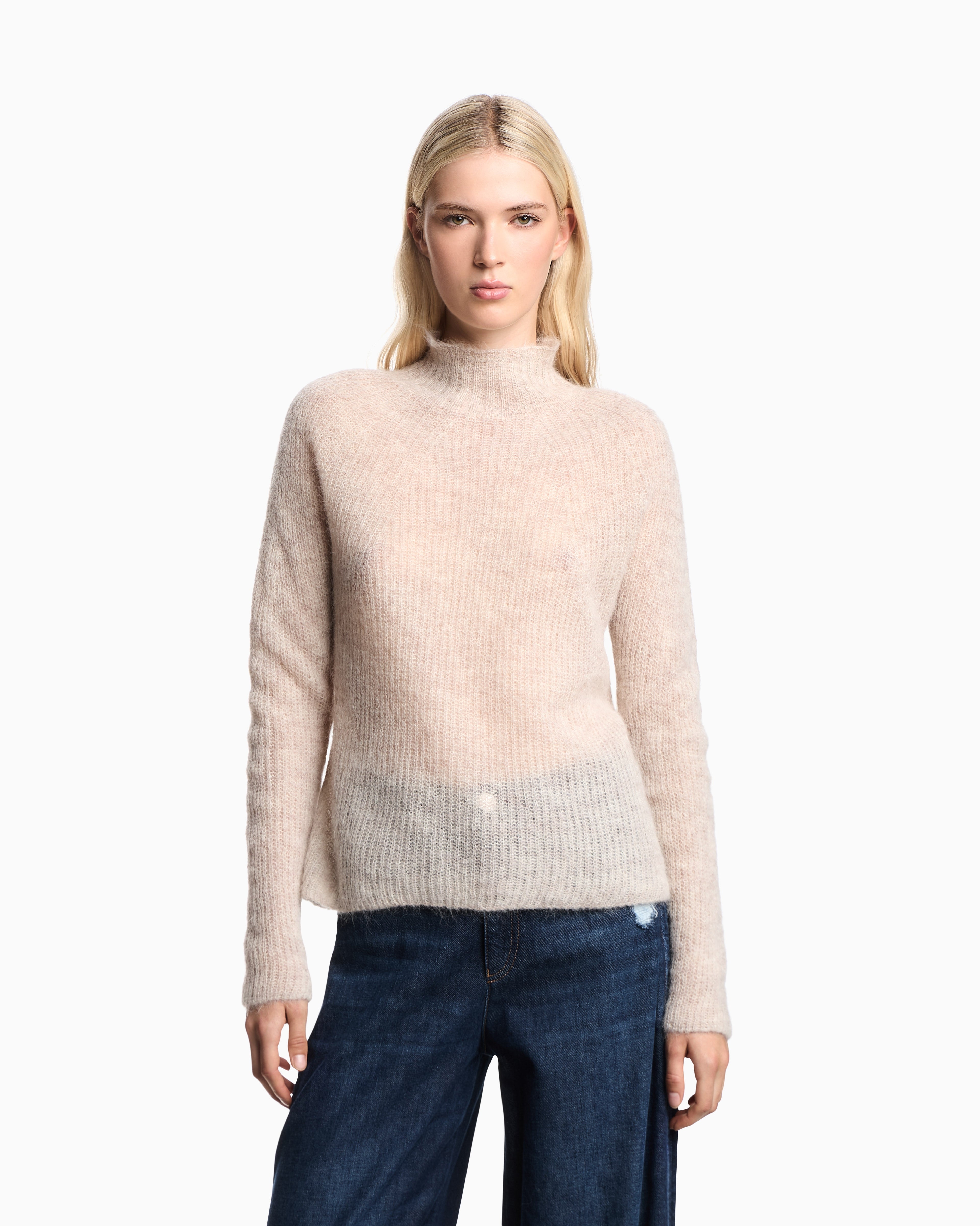 Emporio Armani Mock-neck jumper in an alpaca wool blend