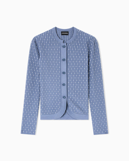 Emporio Armani Polka-dot viscose-jacquard plain-knit cardigan
