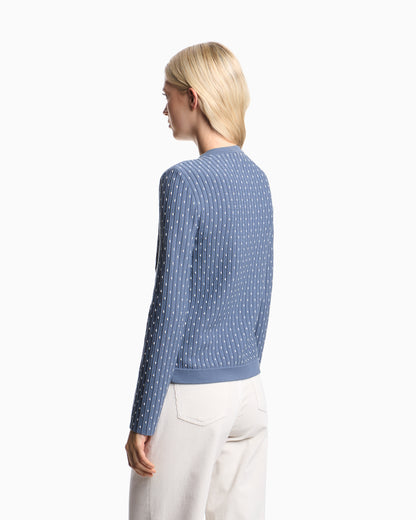 Emporio Armani Polka-dot viscose-jacquard plain-knit cardigan