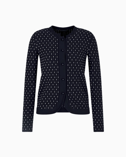 Emporio Armani Polka-dot viscose-jacquard plain-knit cardigan