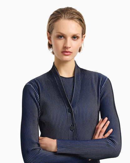 Emporio Armani Plated-effect KFB fabric cardigan