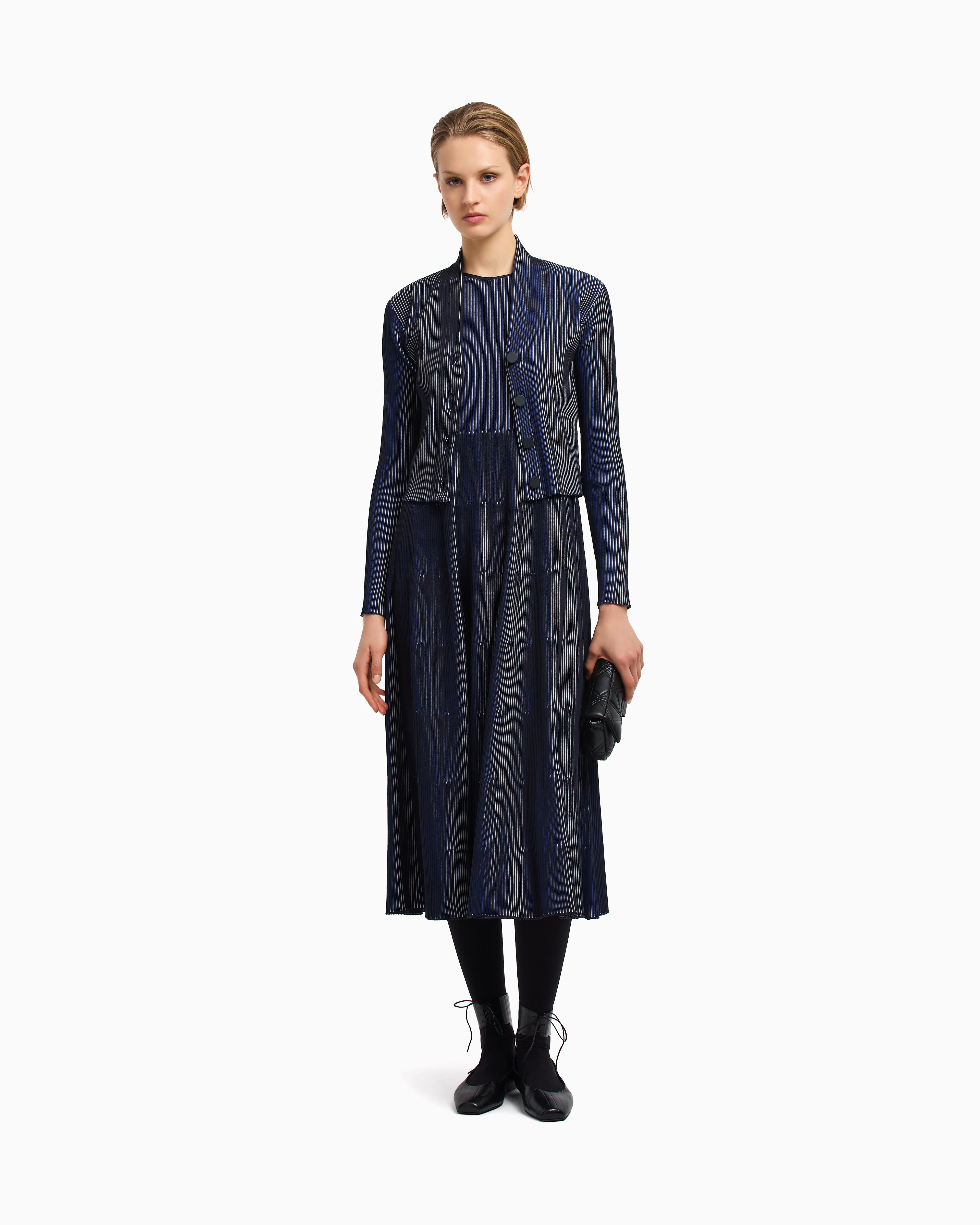 Emporio Armani Plated-effect KFB fabric cardigan