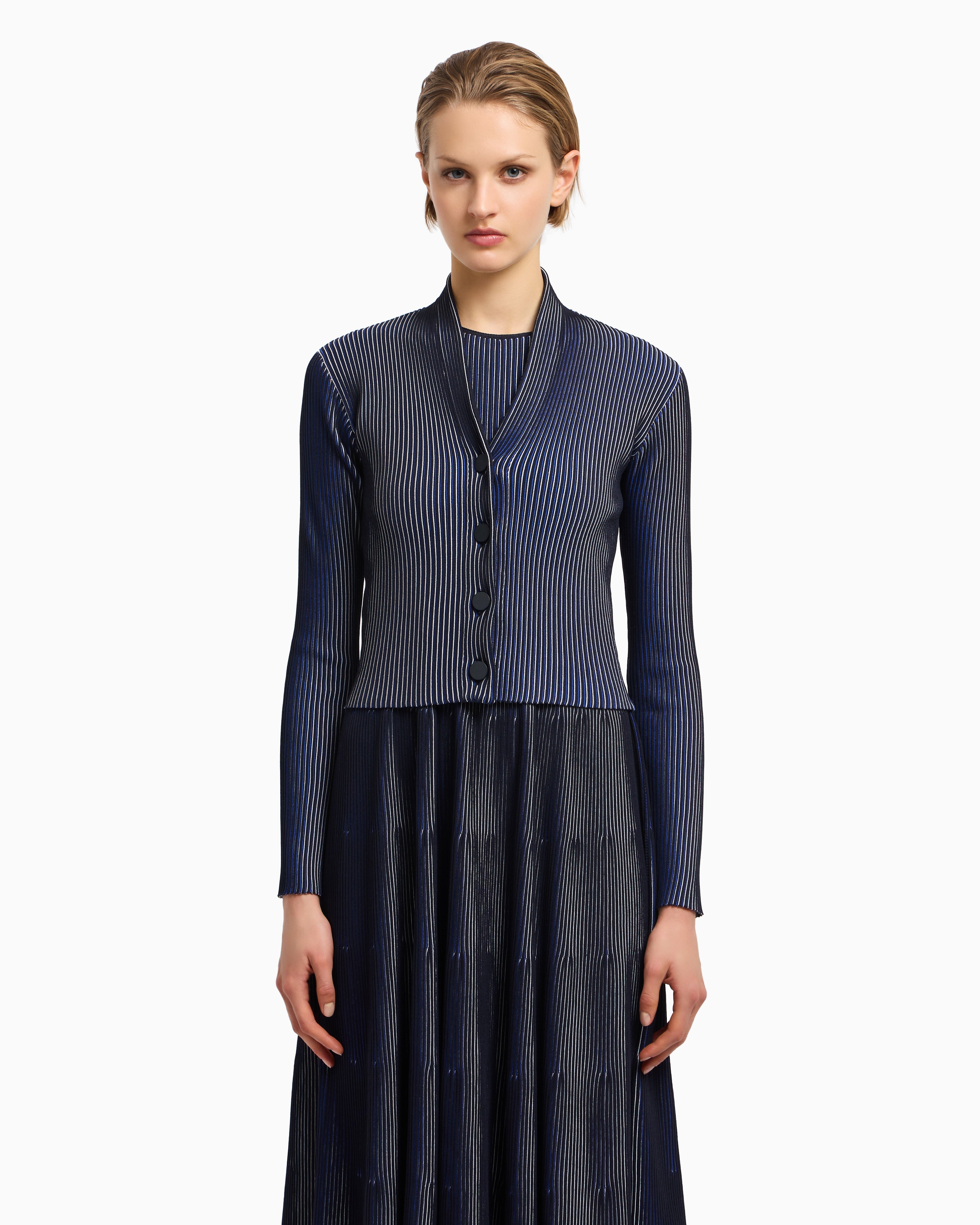 Emporio Armani Plated-effect KFB fabric cardigan