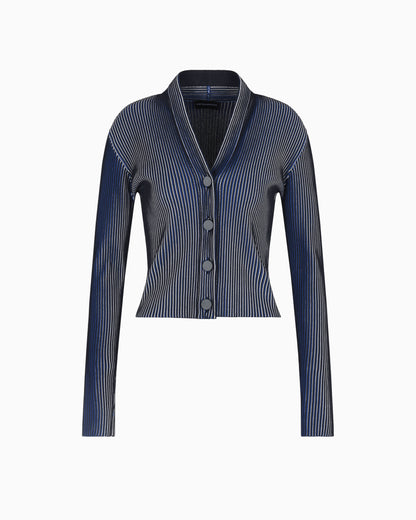 Emporio Armani Plated-effect KFB fabric cardigan