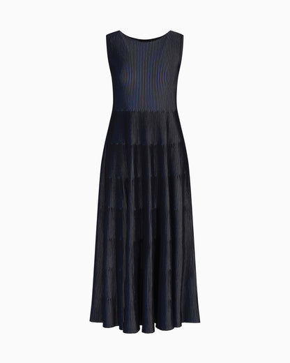 Emporio Armani Sleeveless dress in knit front and back plated effect