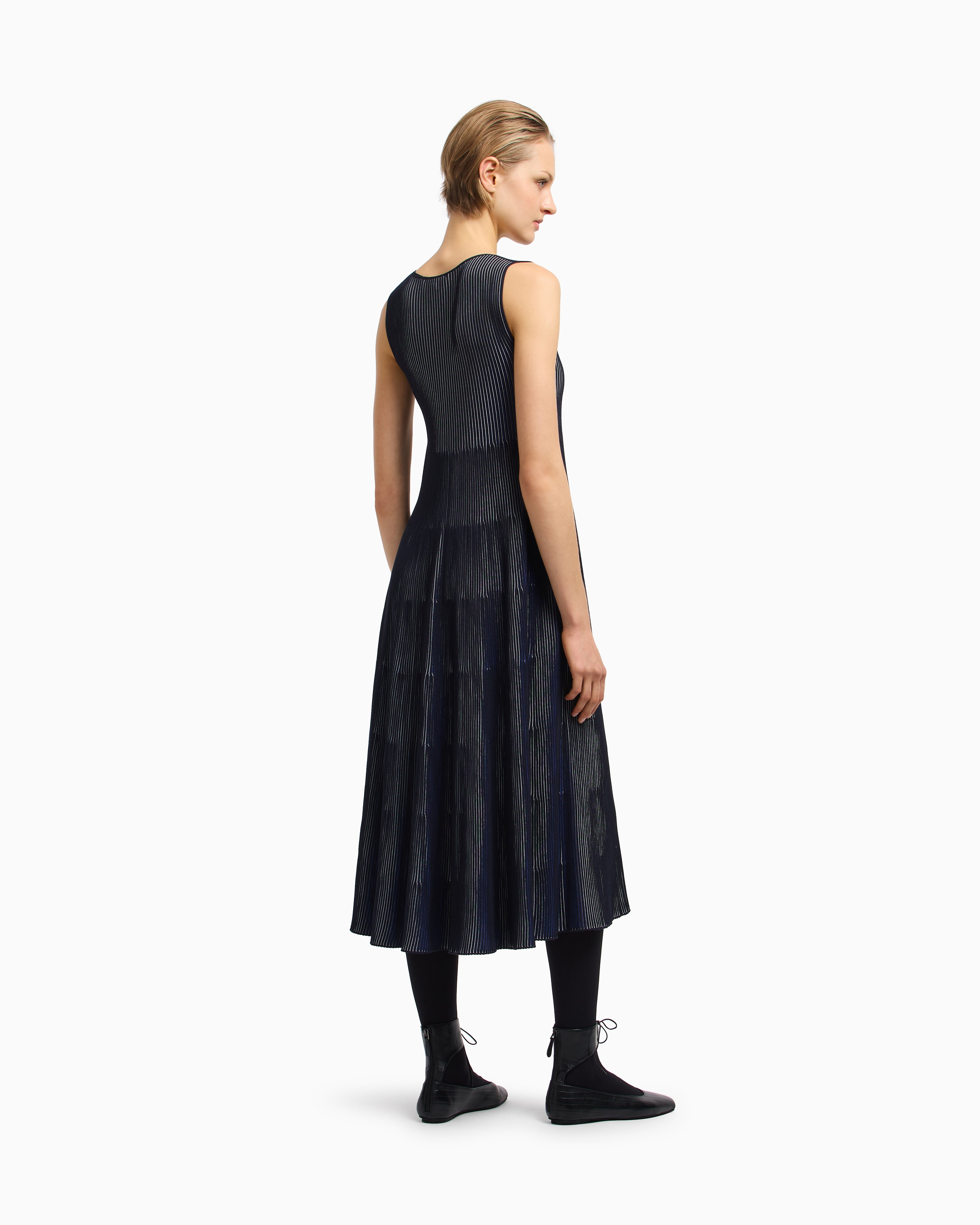 Emporio Armani Sleeveless dress in knit front and back plated effect