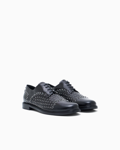 Emporio Armani Leather Brogues With Studs Black