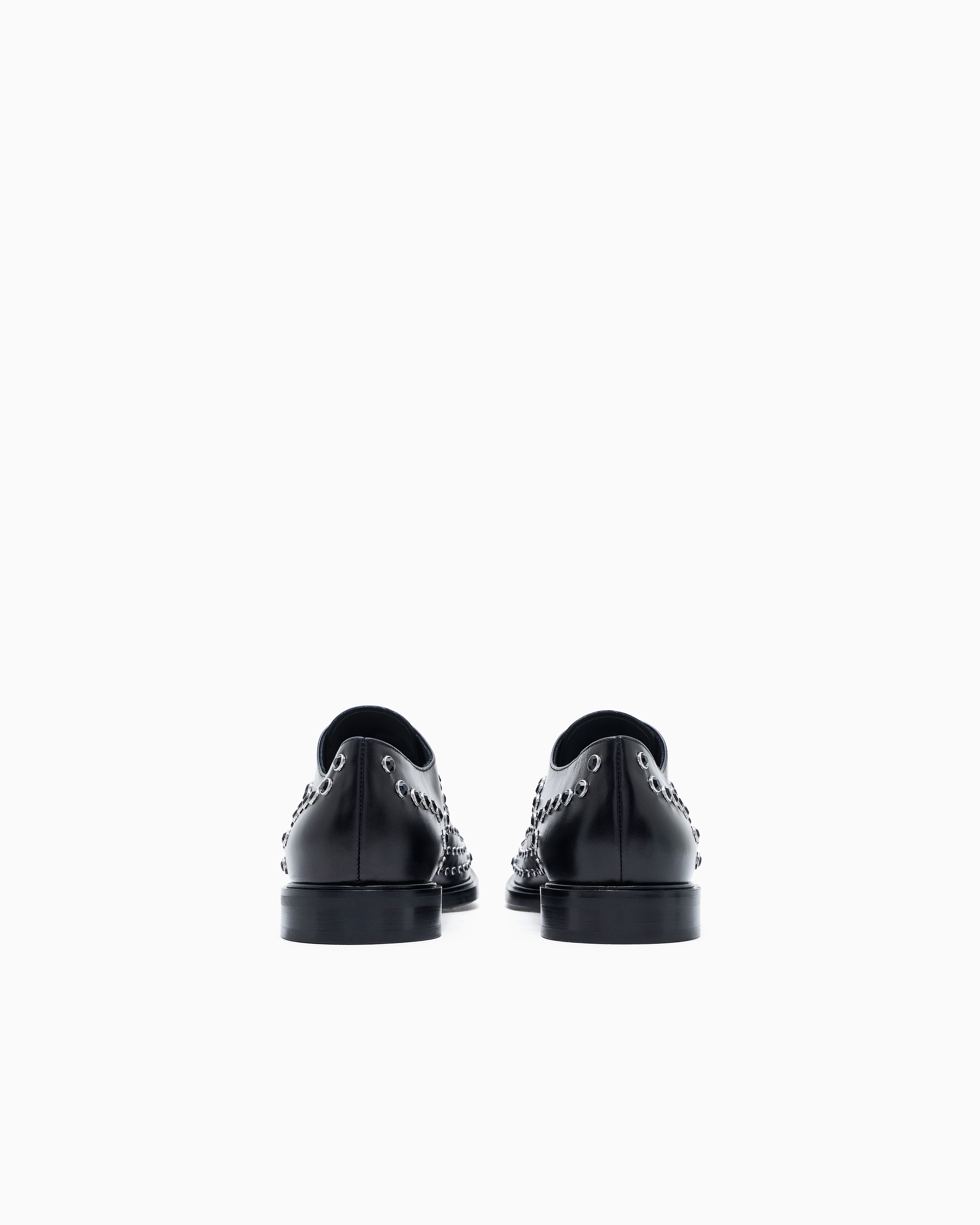 Emporio Armani Leather Brogues With Studs Black