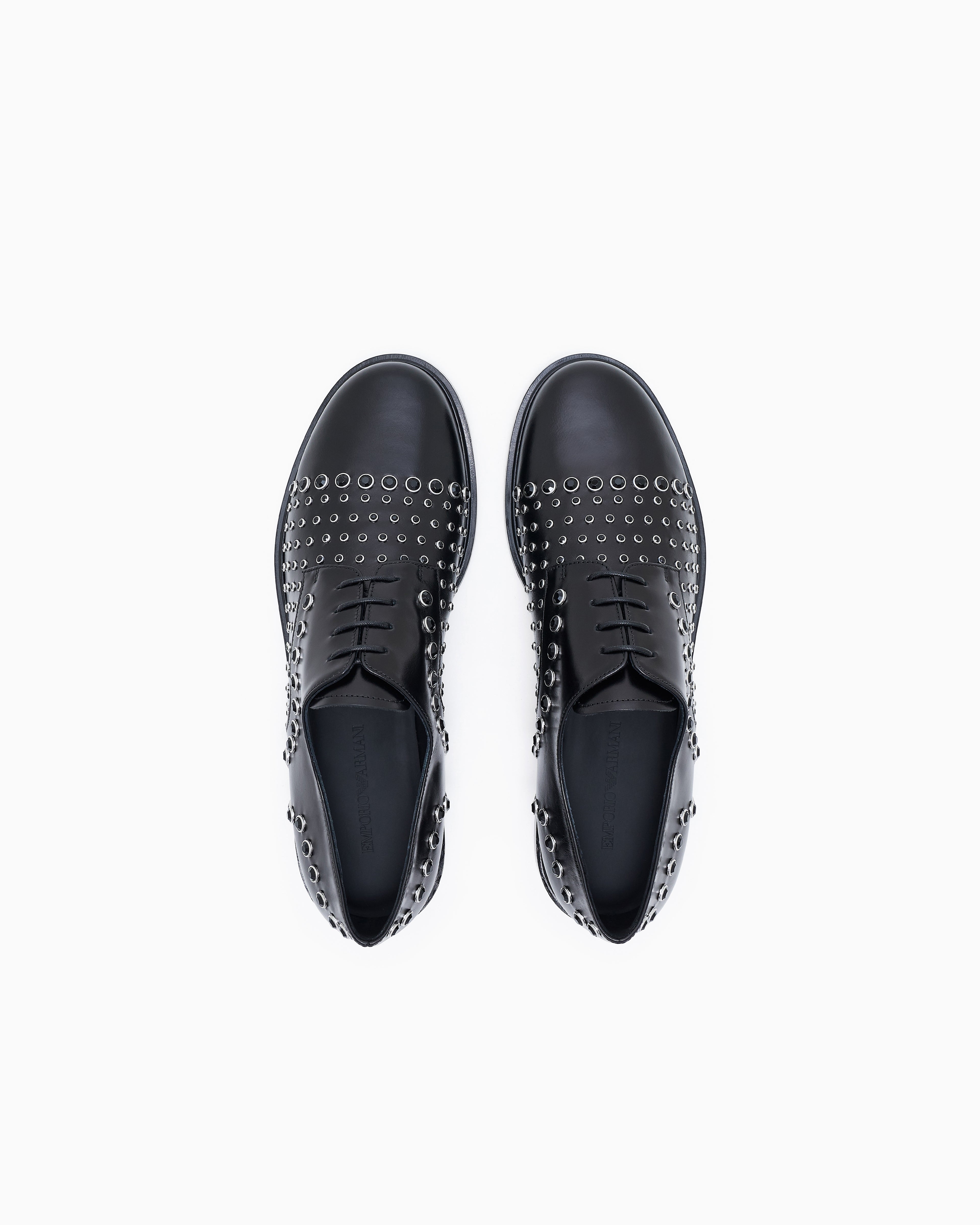 Emporio Armani Leather Brogues With Studs Black