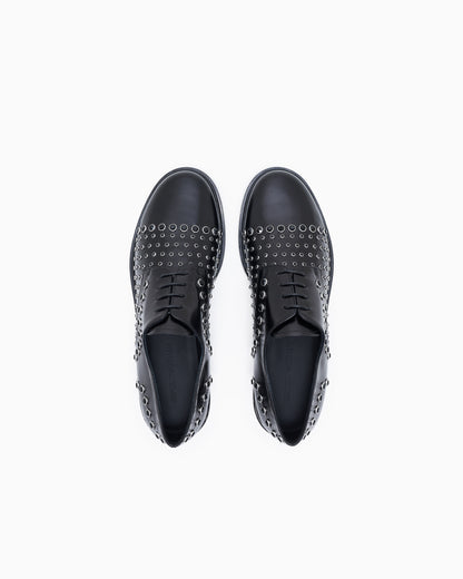 Emporio Armani Leather Brogues With Studs Black