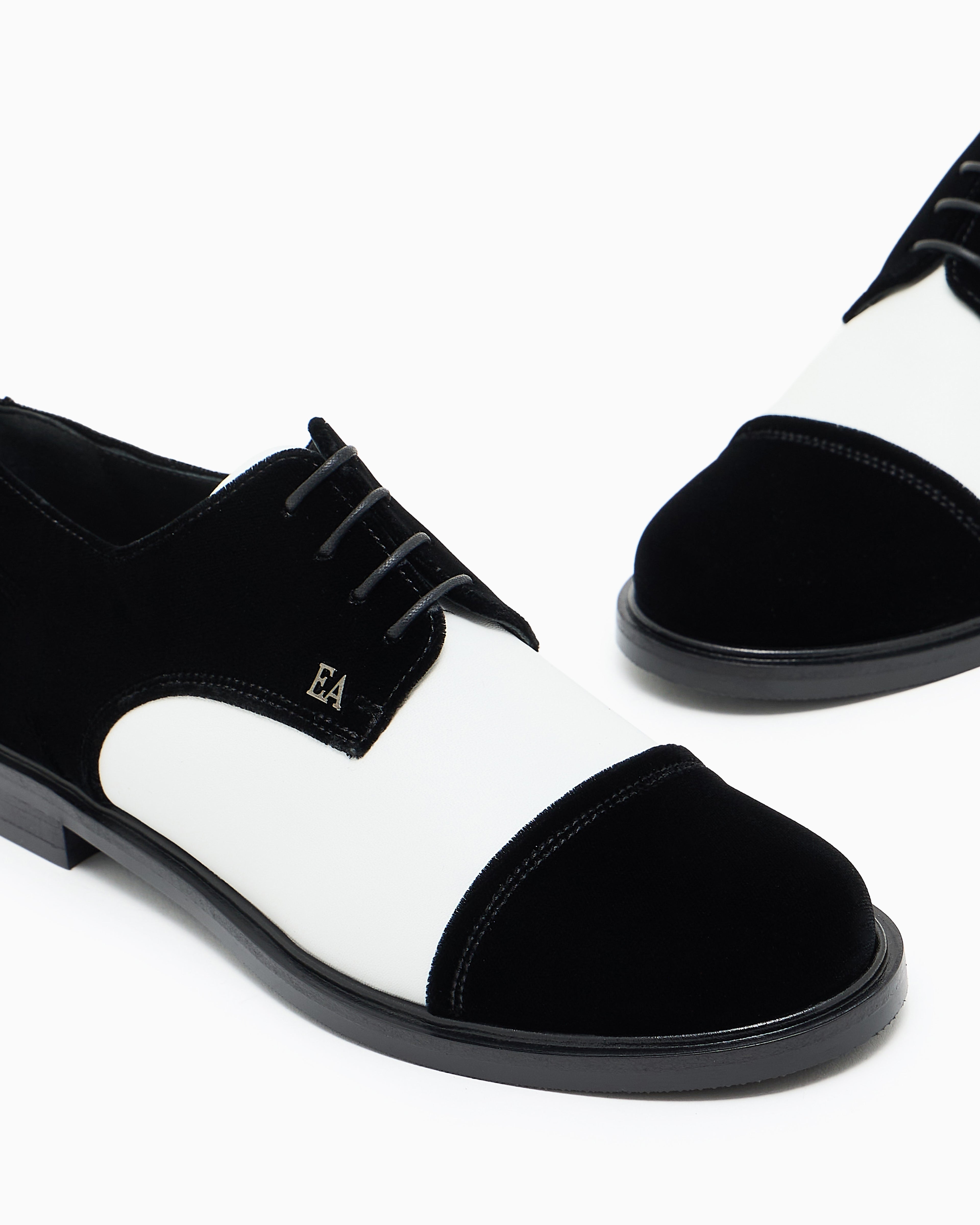 Emporio Armani Velvet Brogues With Nappa-Leather Details Black