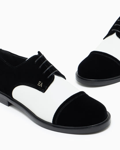 Emporio Armani Velvet Brogues With Nappa-Leather Details Black