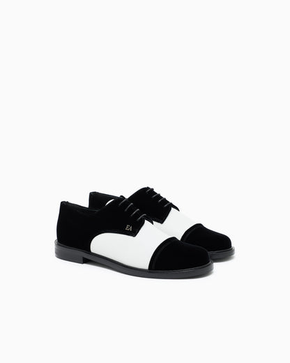 Emporio Armani Velvet Brogues With Nappa-Leather Details Black