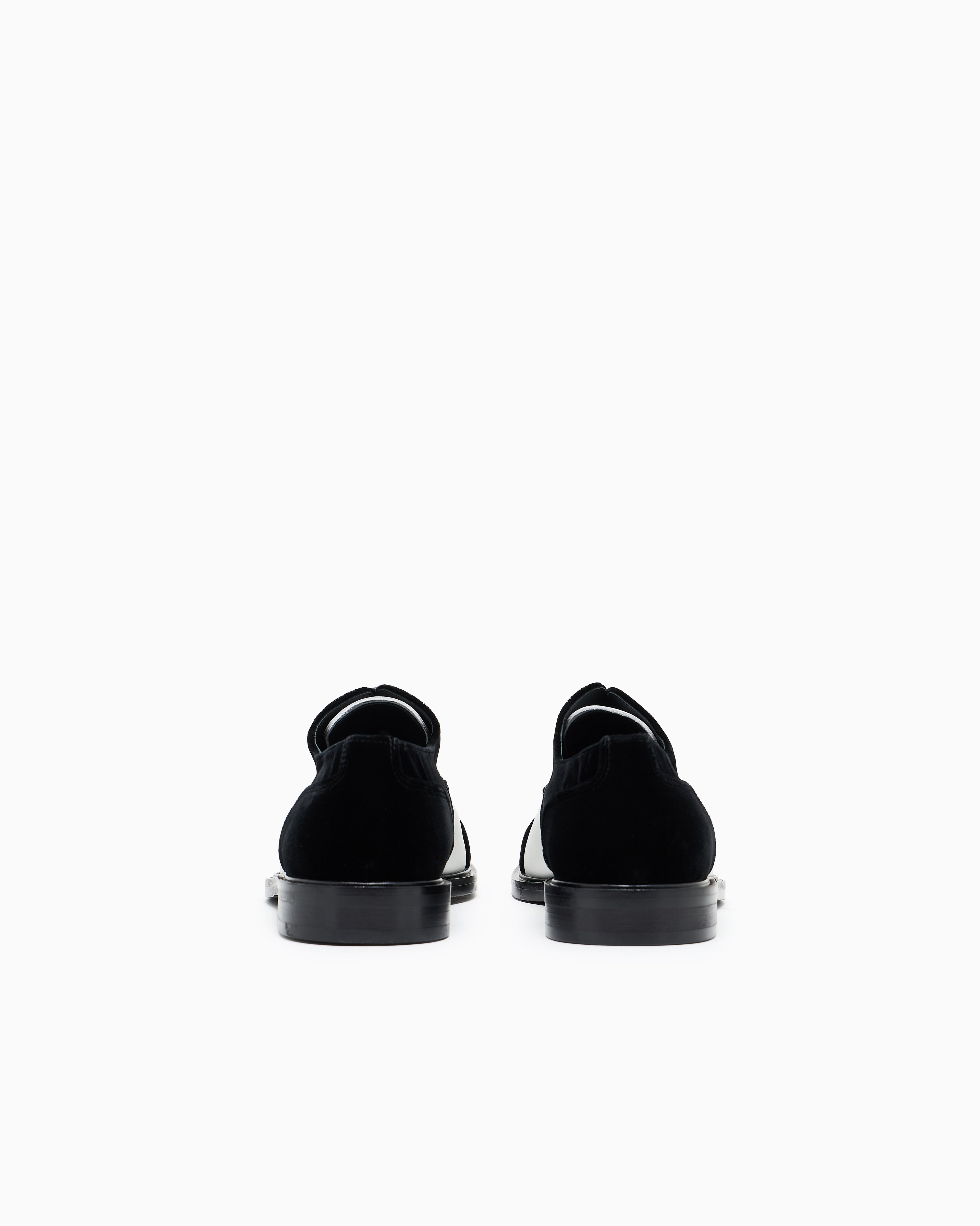 Emporio Armani Velvet Brogues With Nappa-Leather Details Black