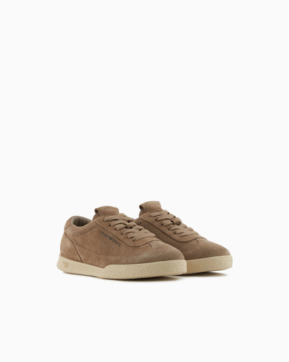 Emporio Armani Leather And Suede Sneakers Camel