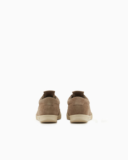 Emporio Armani Leather And Suede Sneakers Camel