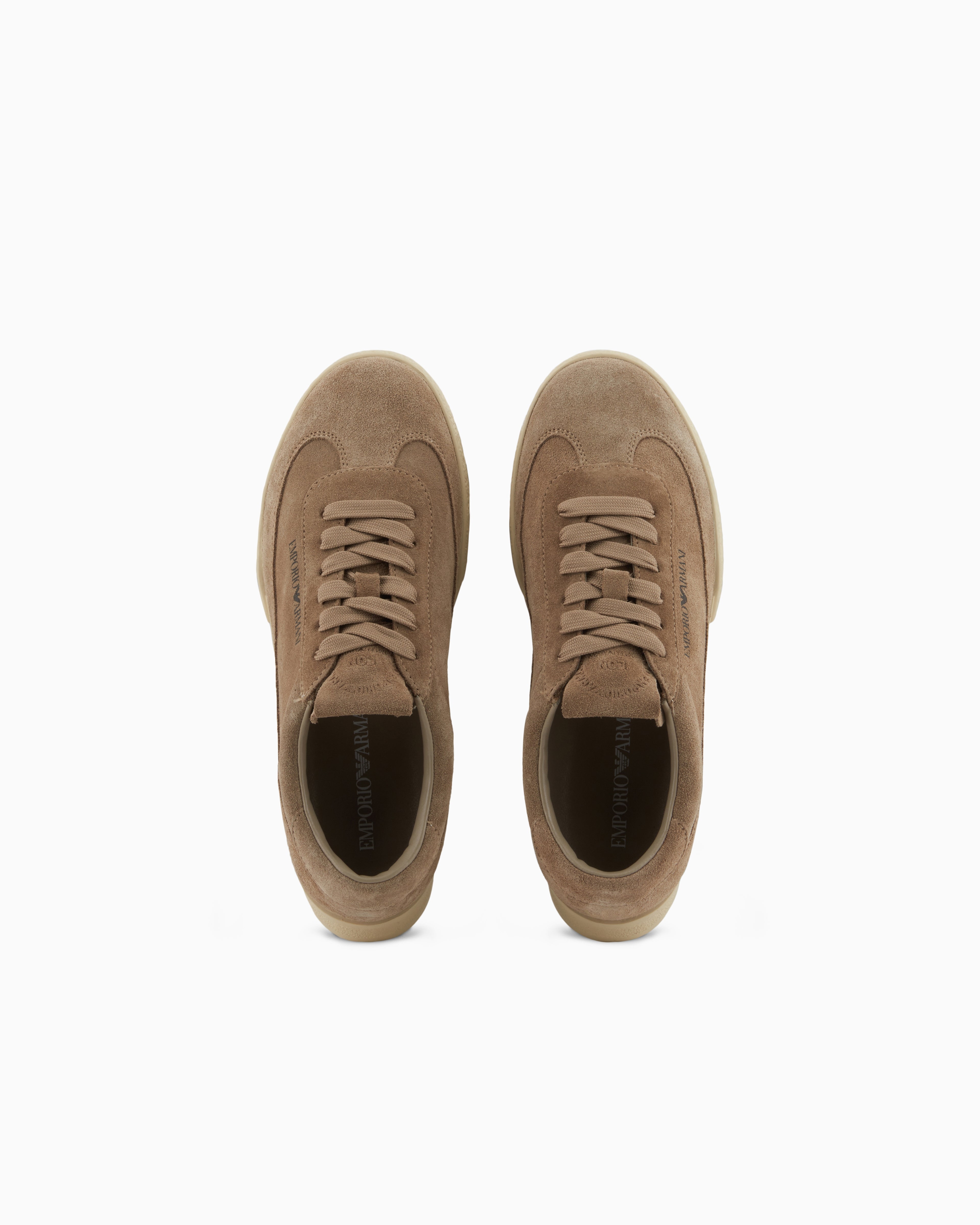 Emporio Armani Leather And Suede Sneakers Camel