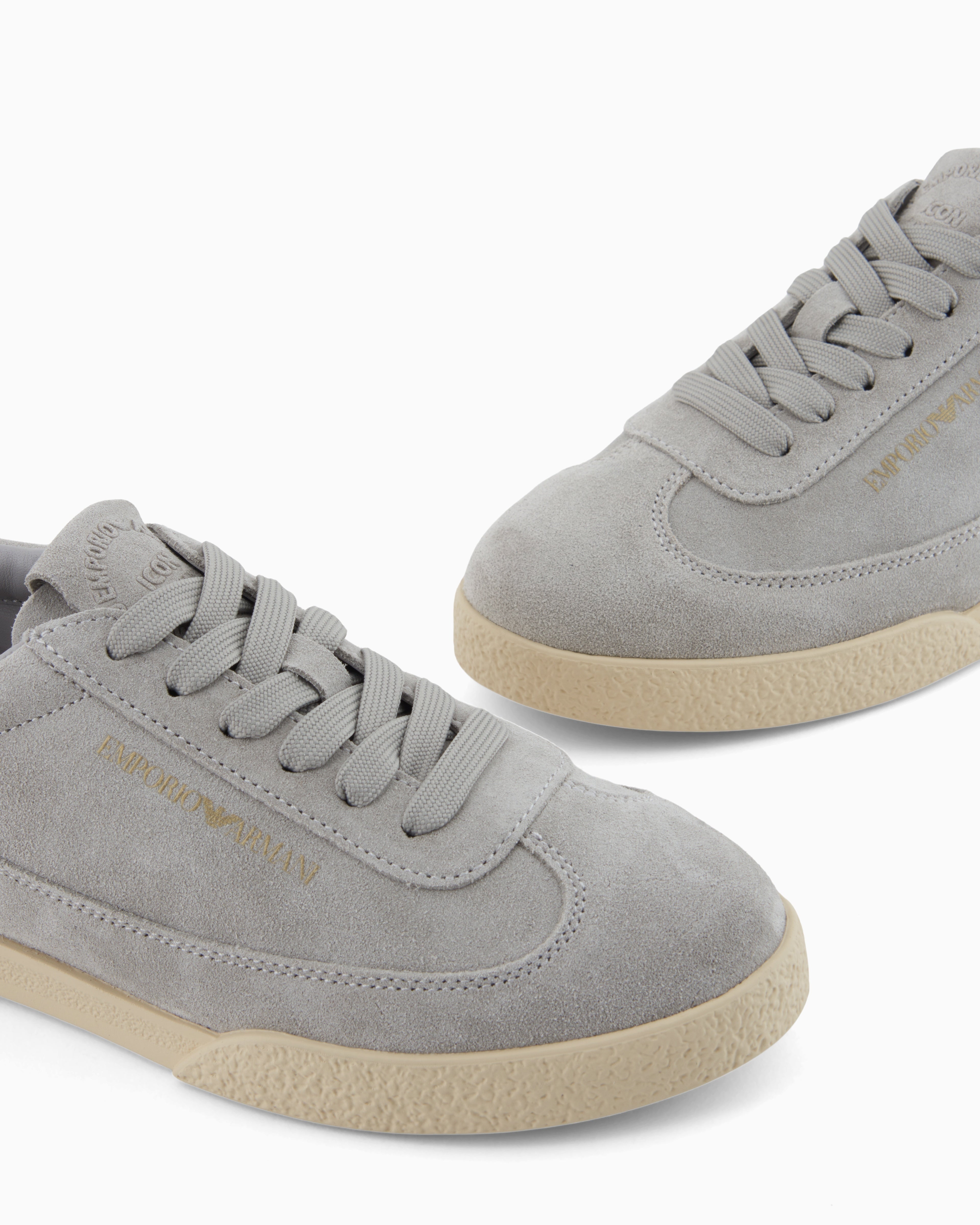 Emporio Armani Leather And Suede Sneakers White