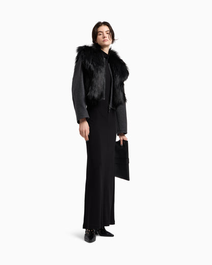 Emporio Armani ASV Polygon capsule collection viscose crêpe interlock long dress