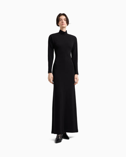 Emporio Armani ASV Polygon capsule collection viscose crêpe interlock long dress