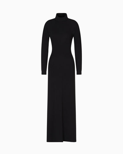 Emporio Armani ASV Polygon capsule collection viscose crêpe interlock long dress