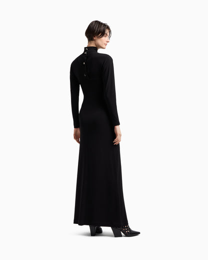 Emporio Armani ASV Polygon capsule collection viscose crêpe interlock long dress