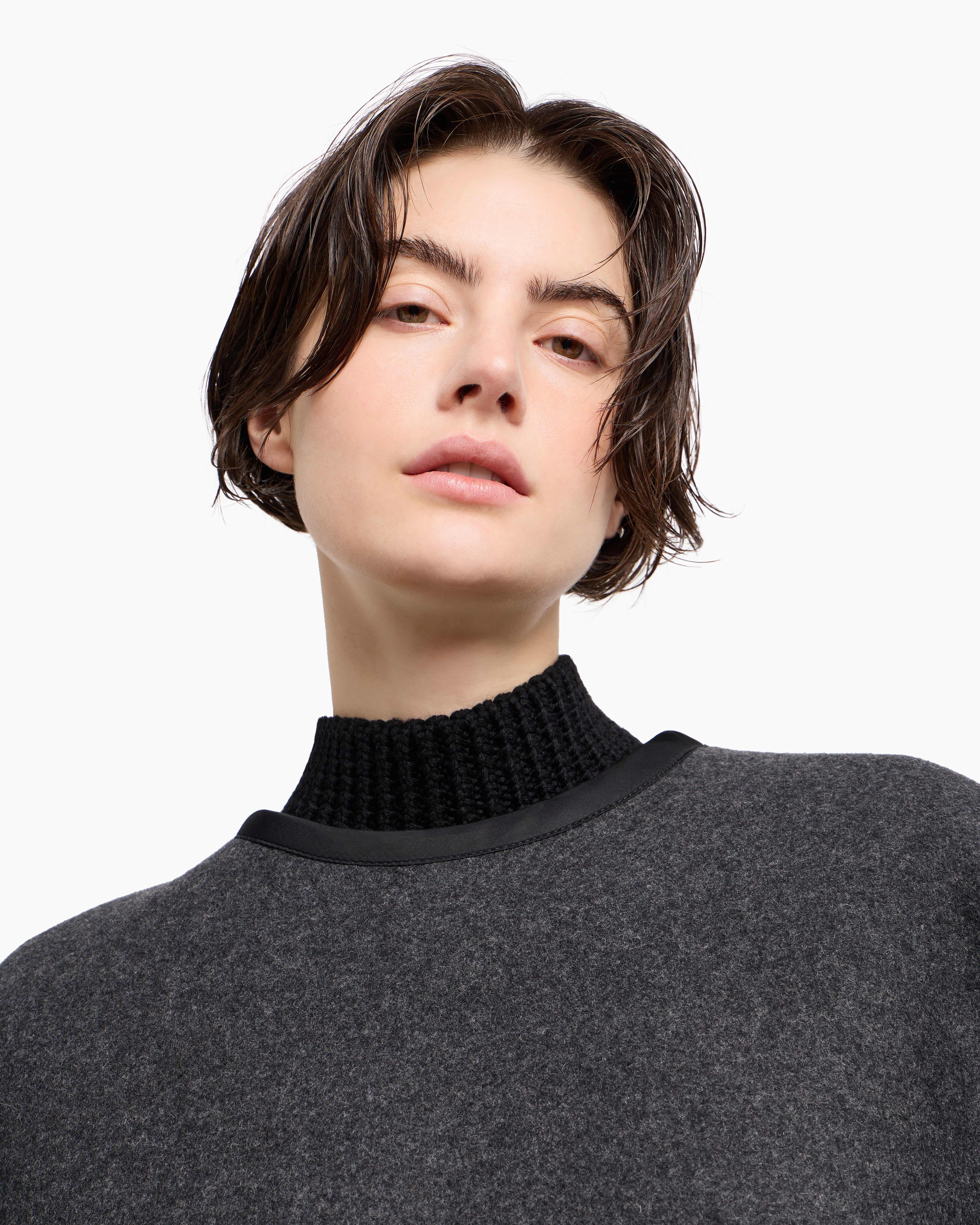 Emporio Armani Polygon capsule collection wool cloth cape