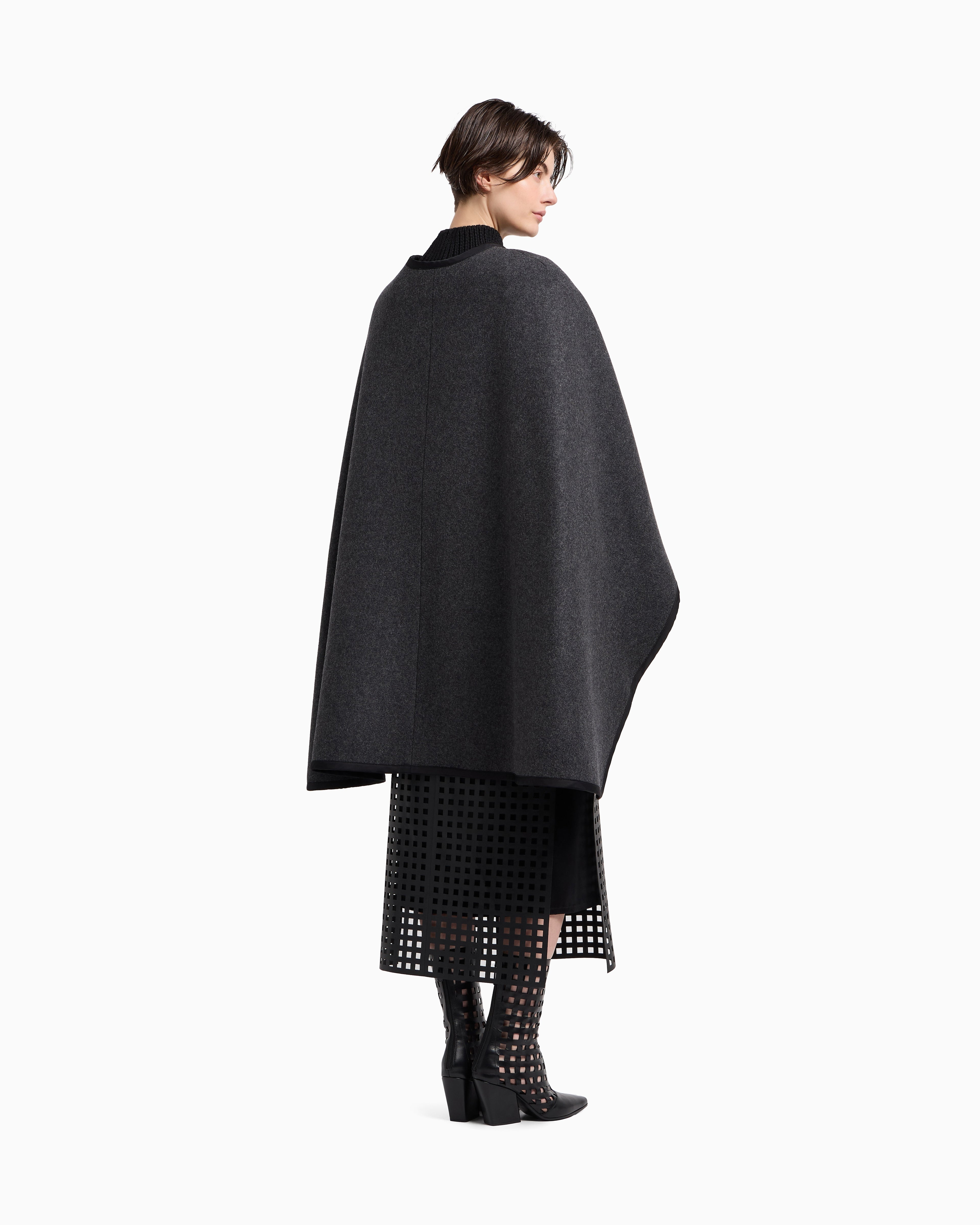 Emporio Armani Polygon capsule collection wool cloth cape
