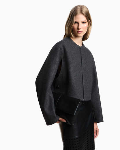 Emporio Armani Polygon capsule collection two-in-one wool cloth jacket with faux fur gilet
